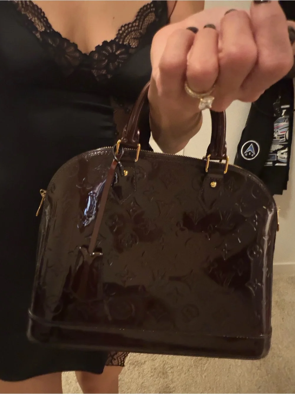 Louis Vuitton Red Vernis Alma Handbag